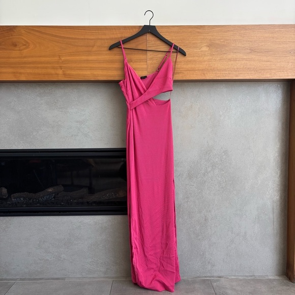 NWOT NBD Titan Gown in Fuchsia Side Cut Out Maxi Dress, Size S - Picture 2 of 16